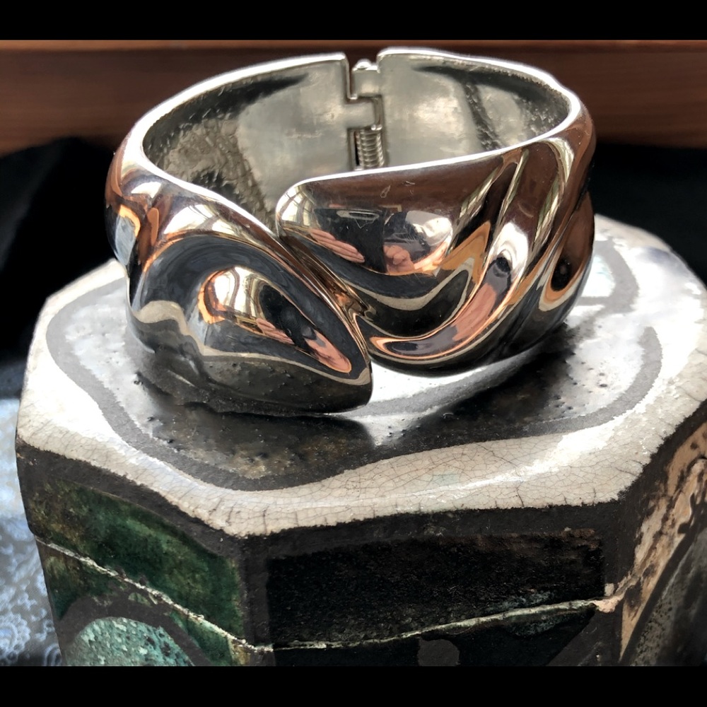 Silver tone clamper bracelet, vintage